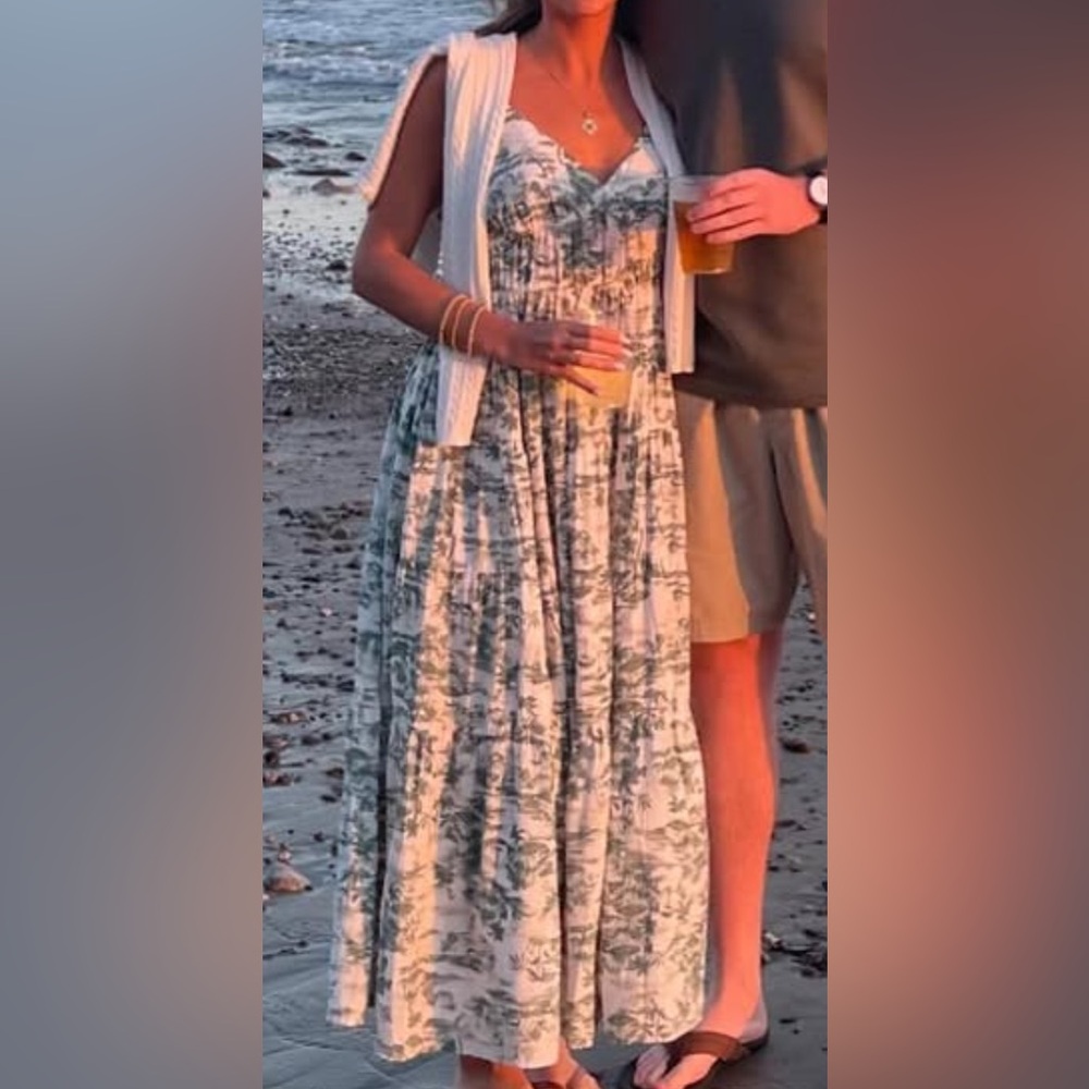 Abercrombie and Fitch Green and White Maxi Dress